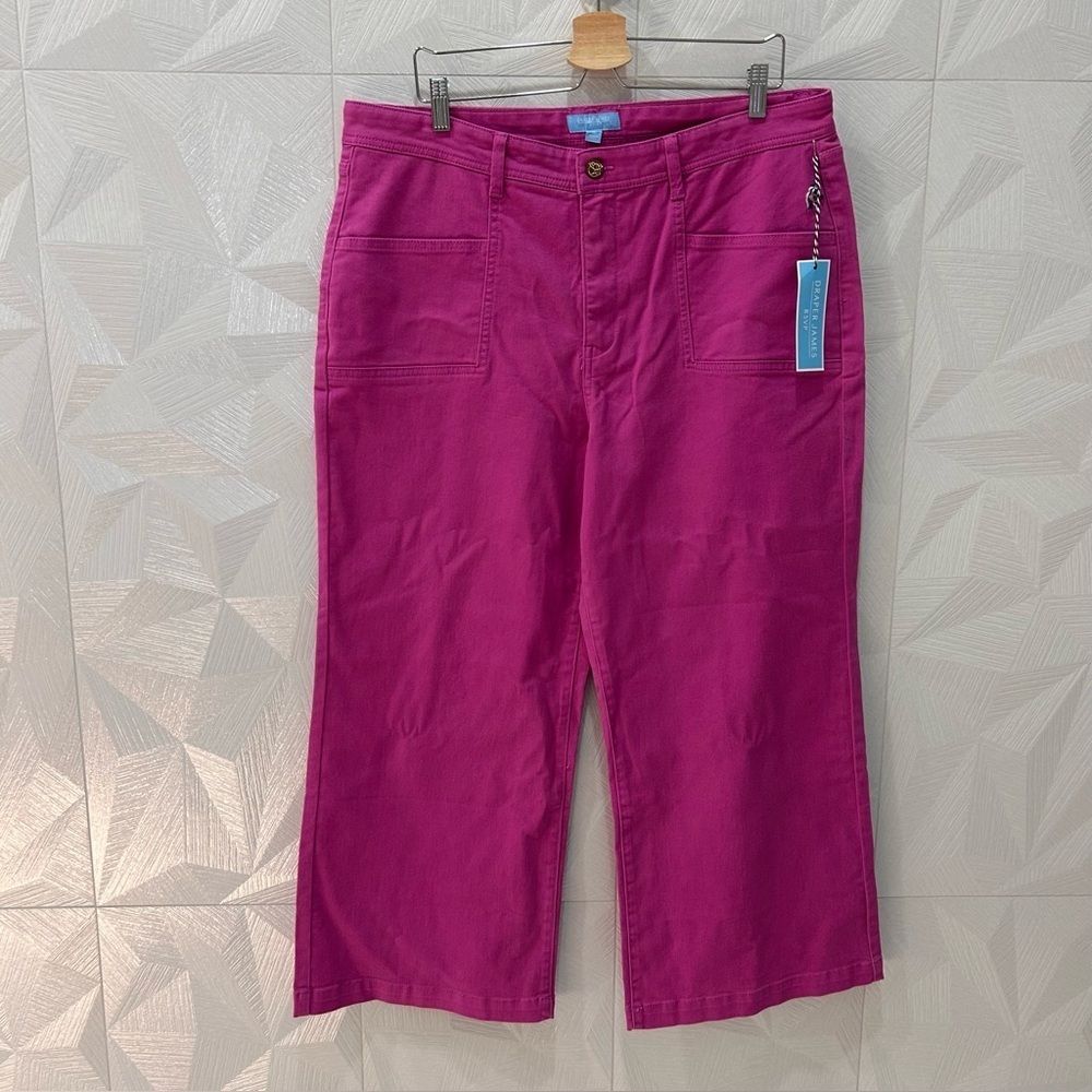 NWT Draper James RSVP Slash Pocket Wide Leg Jeans Size 18 Pink Orchid Brand New - Picture 1 of 7